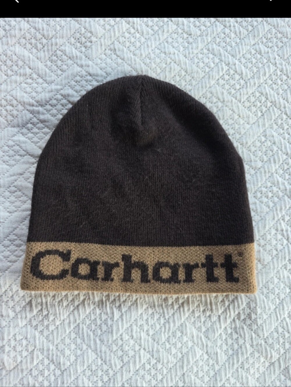 Vintage Carhartt Spellout Beanie Brown/Tan Fall 2009